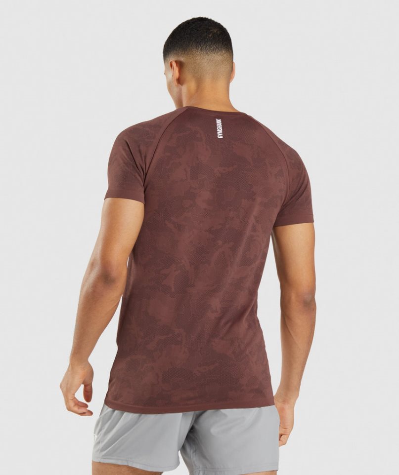 Men's Gymshark Geo Seamless T-Shirts Brown | NZ 0AOWHF